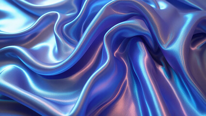 Obraz premium Iridescent Blue Satin Fabric Texture Abstract Background