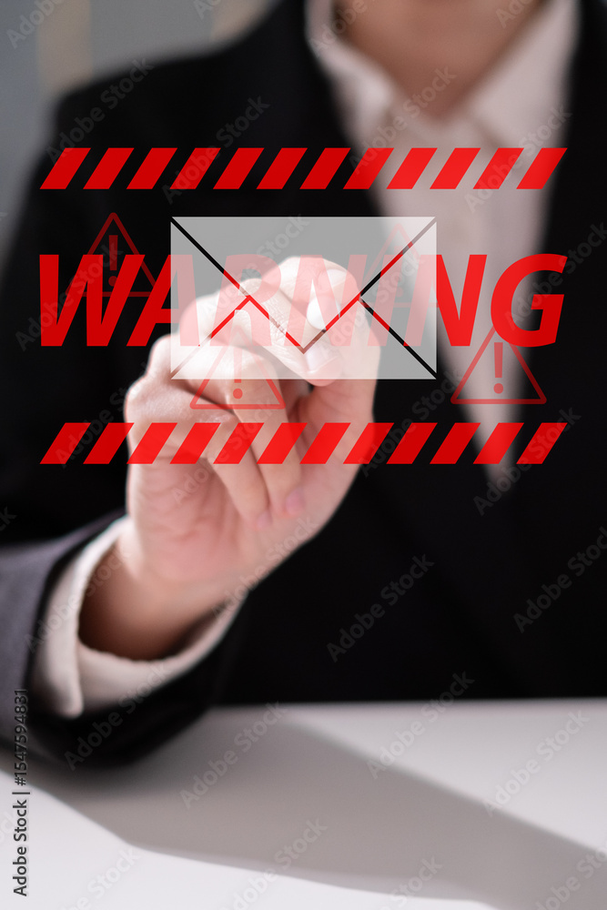Poster electronic mail spam hacker message online security protection technology safety network warning con