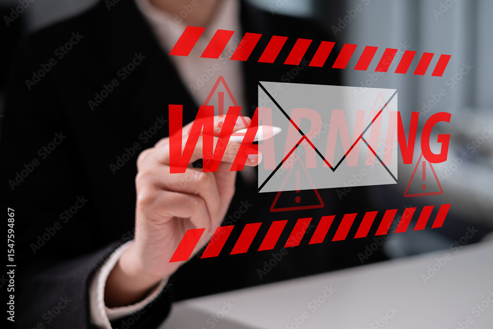Poster electronic mail spam hacker message online security protection technology safety network warning con
