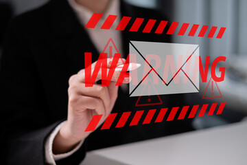 Electronic mail spam hacker message online security protection technology safety network warning...