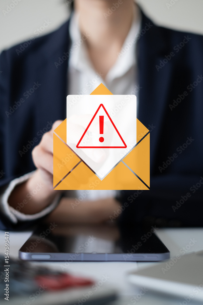 Poster electronic mail spam hacker message online security protection technology safety network warning con