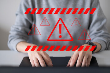 System hacked warning alert network virus threat attack online security computer technology concept