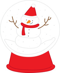 Charming snowman in a festive snow globe with a red base.