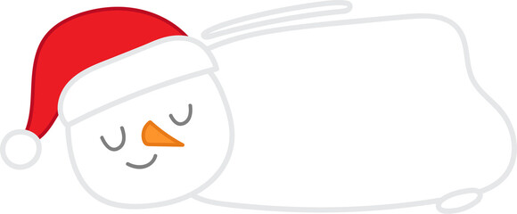Cute snowman wearing a Santa hat, perfect for holiday greeting cards.