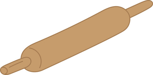 A wooden rolling pin resting on a white surface, ideal for baking.