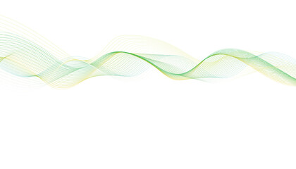Abstract Green and Yellow Wave Lines on White Background