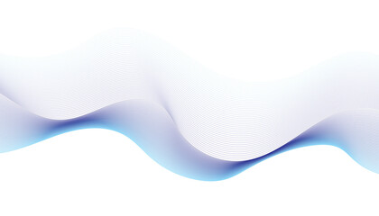 Abstract Blue Gradient Wave Lines. Smooth Flowing Curves on White Background