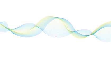 Blue and Green Abstract Wave Background, Smooth Gradient Lines on White