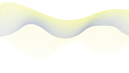 Yellow and Blue Abstract Wave Lines on White Background