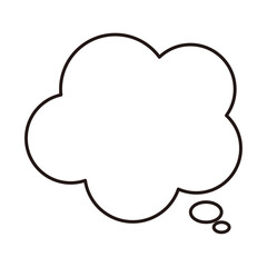 シンプルな ふきだし もやもや 雲形 単体 ベクター 白 黒