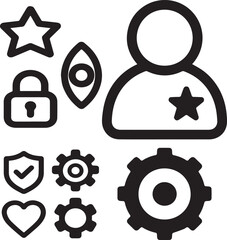 Flat Minimalist Digital Security and Privacy Icons
