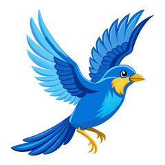 Fototapeta premium Detailed vector illustration of a blue bird in flight against a white background