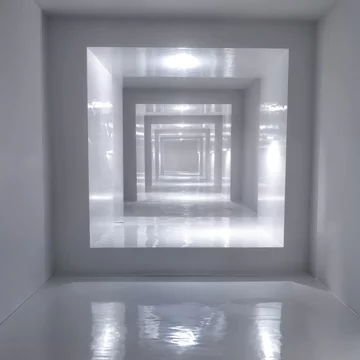 Endless White Hallway Tunnel