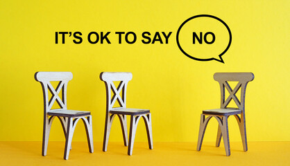 Learn to say no is shown using the text. It's ok to say no as life and business motivational...