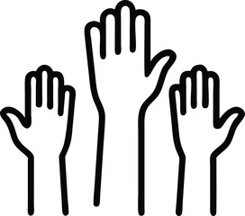 Three diverse fists raised in unity isolated on transparent background