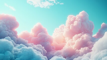 Soft Cumulus Clouds Isolated Background, 3D Illustration PNG
