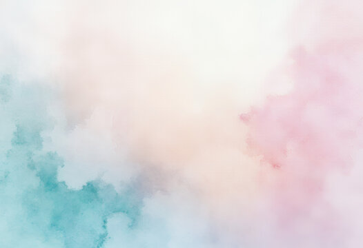 Pastel Cloud Background Dreamy Teal and Pink Watercolor Texture