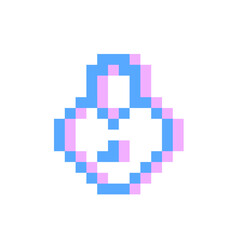 Obraz premium blue heart lock pixel icon