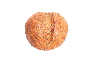 Round rye bread isolated on white