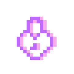 purple heart lock pixel icon