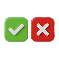 Yes and No Buttons - Green Checkmark (Accept) & Red X (Reject) - UI/UX Web App Design, Approval Decline Choice, Decision Making Interface Elements