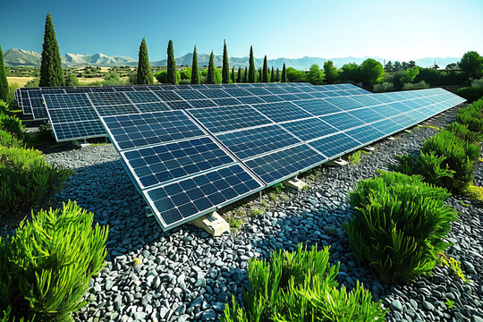 Solar panel on the roof of a private house, renewable alternative technology green energy.