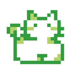 green lazy cat pixel icon