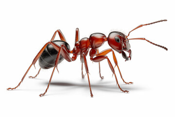 Red ant isolated on white background