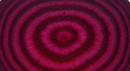 Microscopic Cross-Section of a Vibrant Beetroot Revealing Intricate Concentric Rings