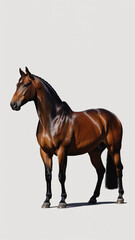 Obraz premium Beautiful brown horse standing isolated on white background