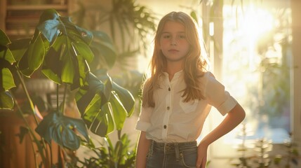 Youthful outfit of a girl in the sunlight
