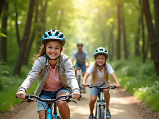 Naklejka premium Healthy Active Lifestyle — Family Biking Adventure
