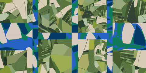 Abstract botanical collage pattern. Unique ethnic print. Fashionable template for design.