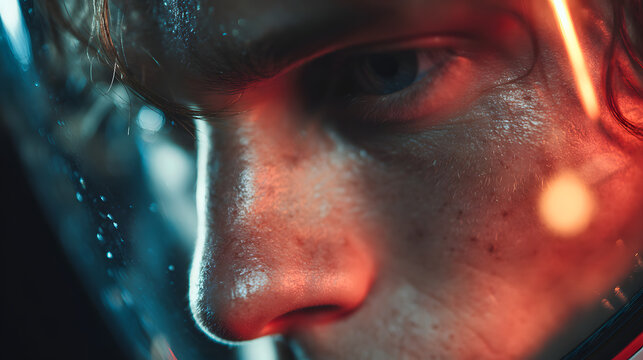 AI system monitoring cybersecurity threats in real time, shown as dynamic holograms and alert notifications surrounding a focused IT specialist