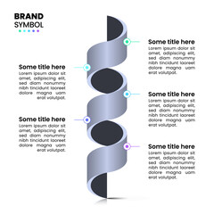 Infographic template. Silver spiral with 5 steps