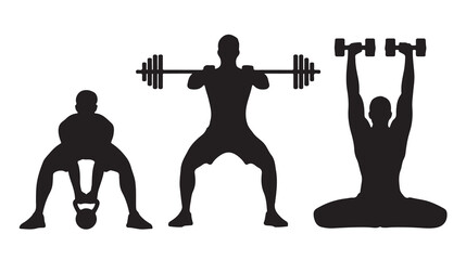 Weightlifting silhouettes showing strength training exercises