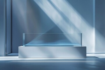 Obraz premium Glass display stand in the play of light and shadow