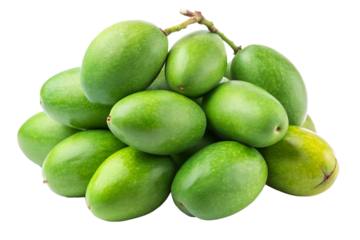 Cluster of Bright Green Unripe Mangoes on Stem Isolated on a Transparent Background A I G E N E R A T E D - P N G