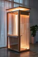 Line booth display under soft lighting