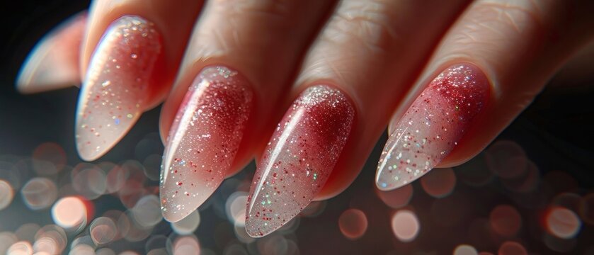 Customer's fingers under the skillful hands of a nail artist