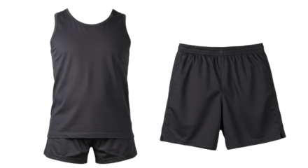 Black Athletic Tank Top and Shorts Set 6.