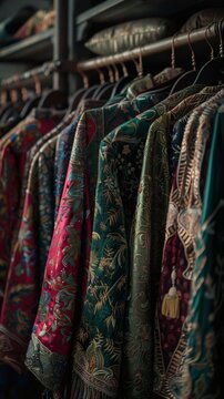 Ethnic costume display in the wardrobe