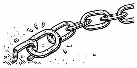 Naklejka premium Breakthrough Drawing – Chain Snapping Moment