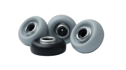 Assorted skate wheels on isolated background ready for sporty adventures.