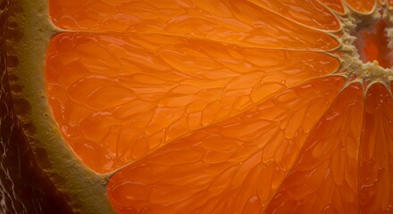 Macro Close-up of a Vibrant Orange Segment Revealing Textural Detail