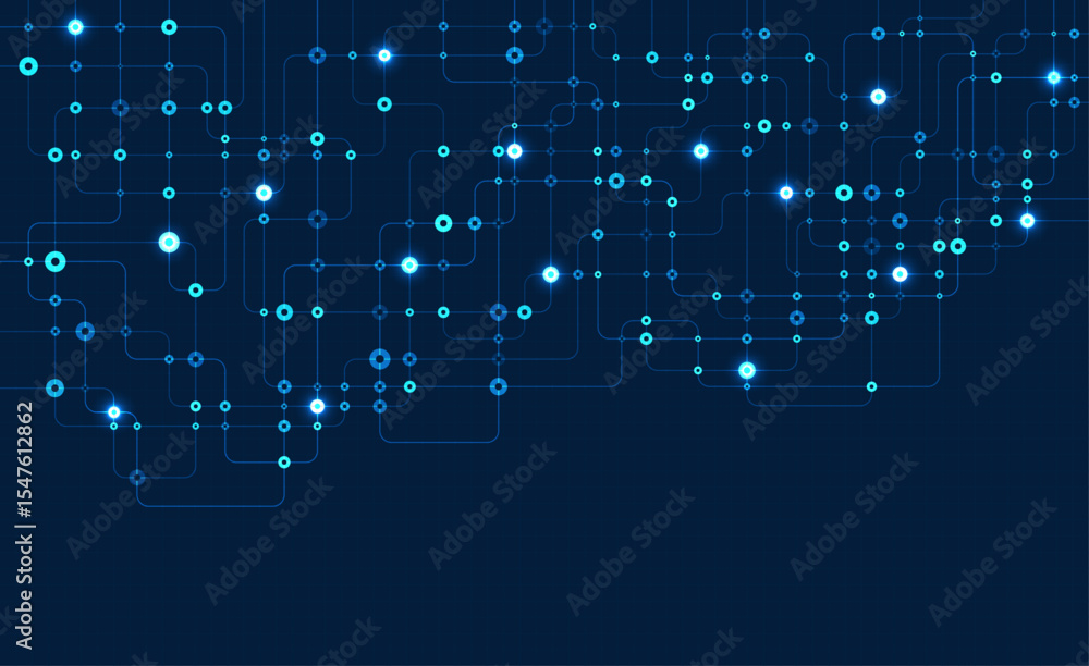 Poster circuit connect lines and dots. network technology and connection concept. decentralized network nod