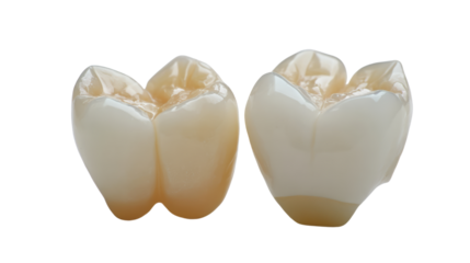 Dental teeth on white isolated background showing health and hygiene.