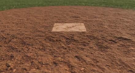 Close-Up of a Baseball Pitcher's Mound, Home Plate Square in Focus
