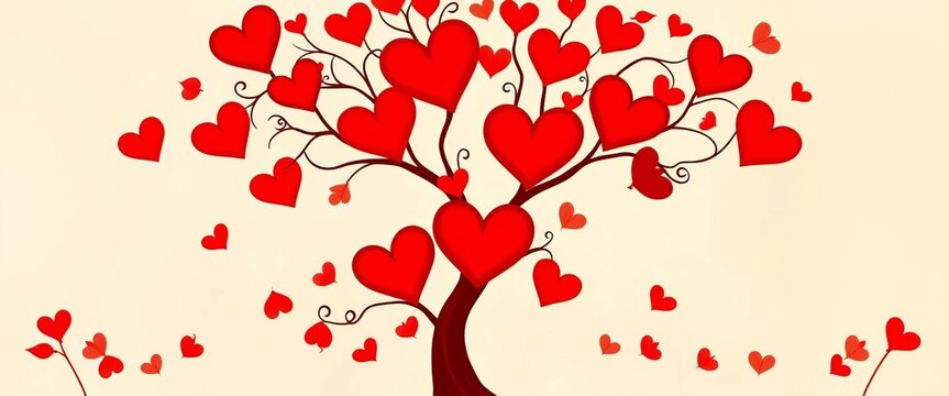 Stylized hearts forming a family tree, November banner, home, image - Powered by Adobe