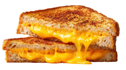 Melted cheese oozing from grilled cheese sandwich, golden crust, drool-worthy comfort food.